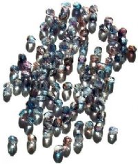 100 4mm Faceted Rainbow Montana Blue Firepolish Beads